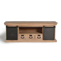 Industrial Chic TV Kommode mit Schiebetüren - Jantonia