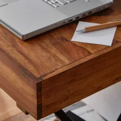 Industrial Design Schreibtisch aus Sheesham Holz - Apolon