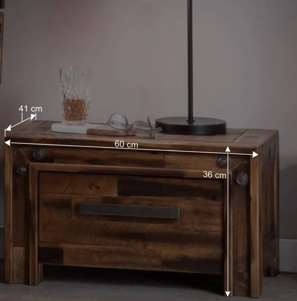 Industrial Einzelbett aus Akazie massiv - Vetonia