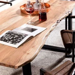 Industrial Esstisch mit Baumkante Akazie - Hovalta