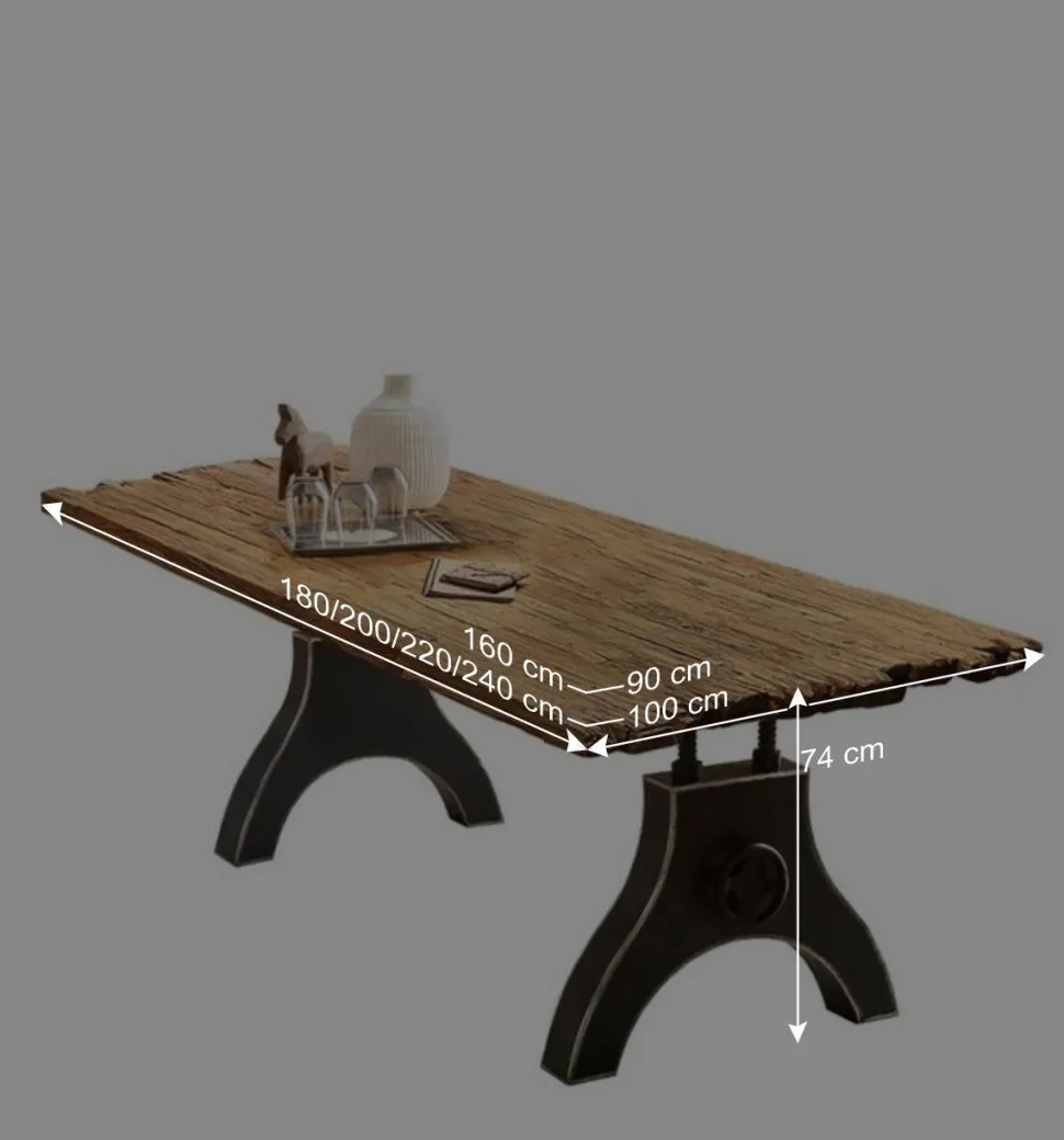 Industrial Esstisch mit Teak Altholzplatte - Banyo