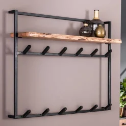 Industrial Garderobe mit Ablageboden aus Akazie - Wandawo