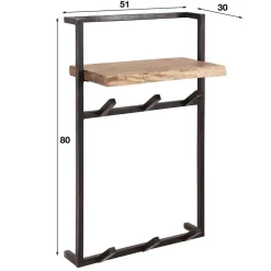 Industrial Garderobe mit Ablageboden aus Akazie - Wandawo