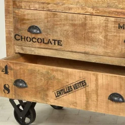 Industrial Kommode mit Füßen im Rollen Design - Indri