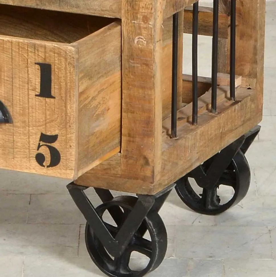Industrial Kommode mit Füßen im Rollen Design - Indri