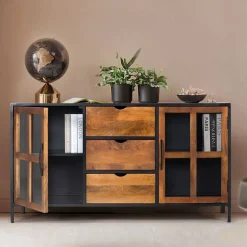 Industrial Kommode mit Glastüren - Hayato