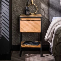 Industrial Nachttisch aus Akazie massiv - Vannah