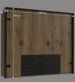 Industrial Schlafzimmerschrank mit fünf Türen - Bram