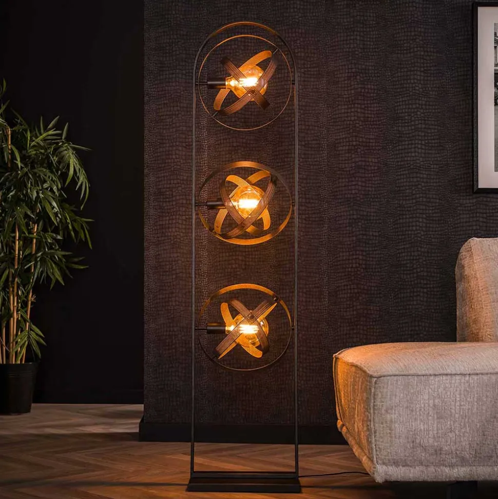 Industrial Stehlleuchte in Schwarz aus Metall - Jandaria