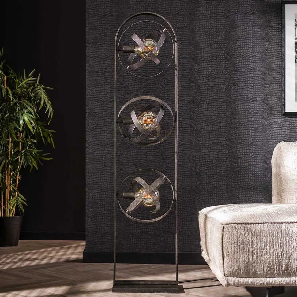 Industrial Stehlleuchte in Schwarz aus Metall - Jandaria