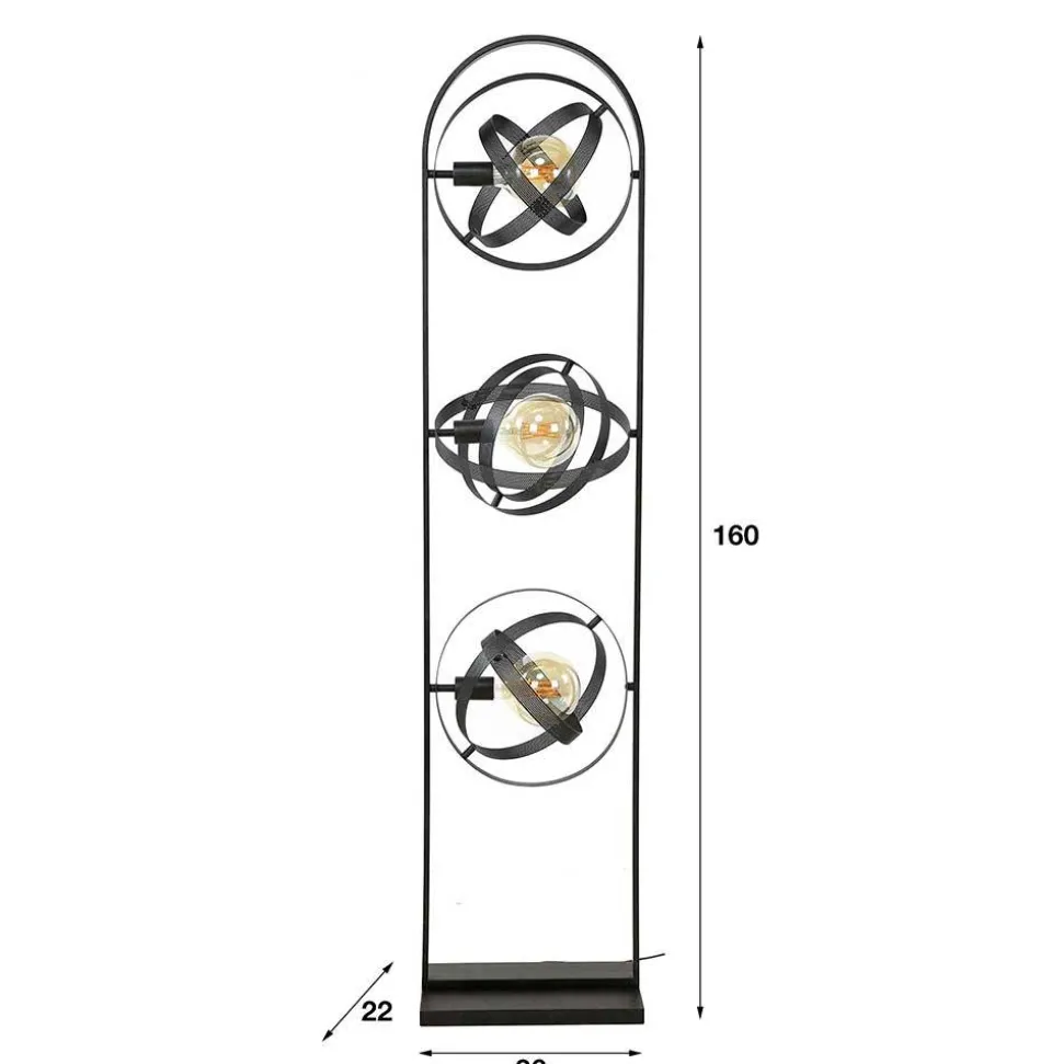 Industrial Stehlleuchte in Schwarz aus Metall - Jandaria