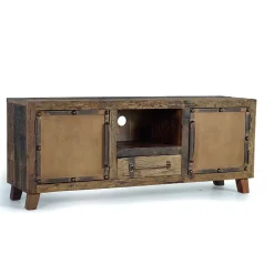 Industrial TV Kommode aus Altholz und Metall - Stock