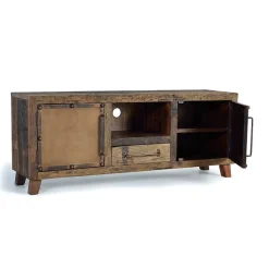 Industrial TV Kommode aus Altholz und Metall - Stock