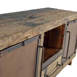Industrial TV Kommode aus Altholz und Metall - Stock