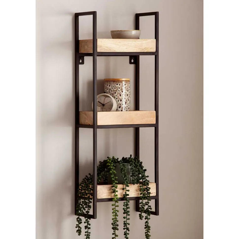 Industrial Wandregal mit drei Ablagen - Karibia