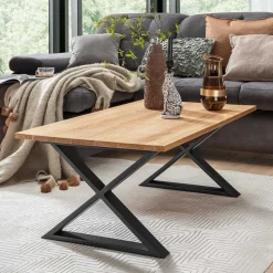 Industrial Wohnzimmertisch mit X Bügelfüßen - Ivonata