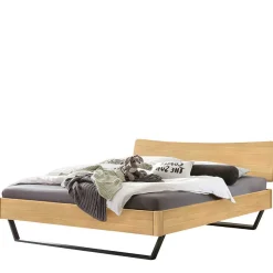 Industrialbett in Eiche Hell mit Stahl - Oseidon