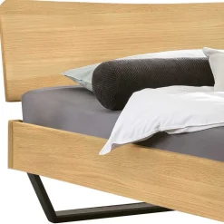 Industrialbett in Eiche Hell mit Stahl - Oseidon