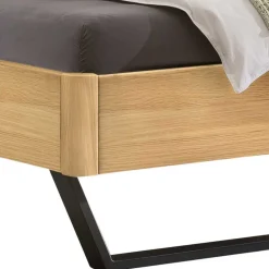 Industrialbett in Eiche Hell mit Stahl - Oseidon