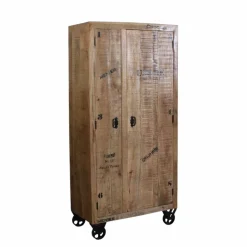 Industry Dielenschrank Indri aus Holz rustikal mit Schrift-Drucken