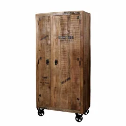 Industry Dielenschrank Indri aus Holz rustikal mit Schrift-Drucken