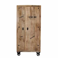 Industry Dielenschrank Indri aus Holz rustikal mit Schrift-Drucken