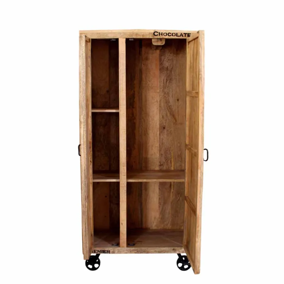 Industry Dielenschrank Indri aus Holz rustikal mit Schrift-Drucken