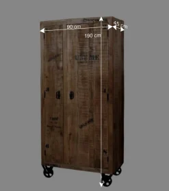 Industry Dielenschrank Indri aus Holz rustikal mit Schrift-Drucken