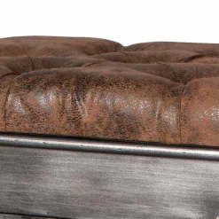 Industry Truhenbank aus Stahl Uladan mit Kunstleder Polster Braun