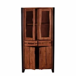 Industry Vitrinenschrank Smantana aus Holz Akazie Cognac