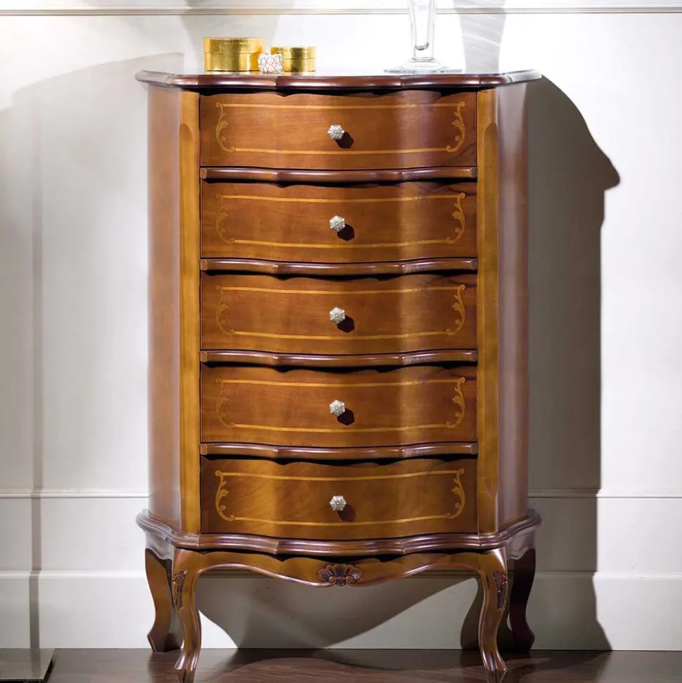 Italienische Hochkommode Dentro mit 5 Schubladen