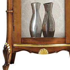 Italienischer Vitrinenschrank in Nussbaum & Gold - Carlenna