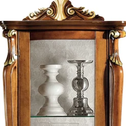 Italienischer Vitrinenschrank in Nussbaum & Gold - Carlenna