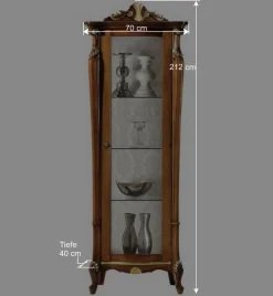 Italienischer Vitrinenschrank in Nussbaum & Gold - Carlenna