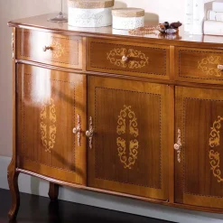 Italienisches Barock Sideboard Natale in Nussbaum mit Intarsien