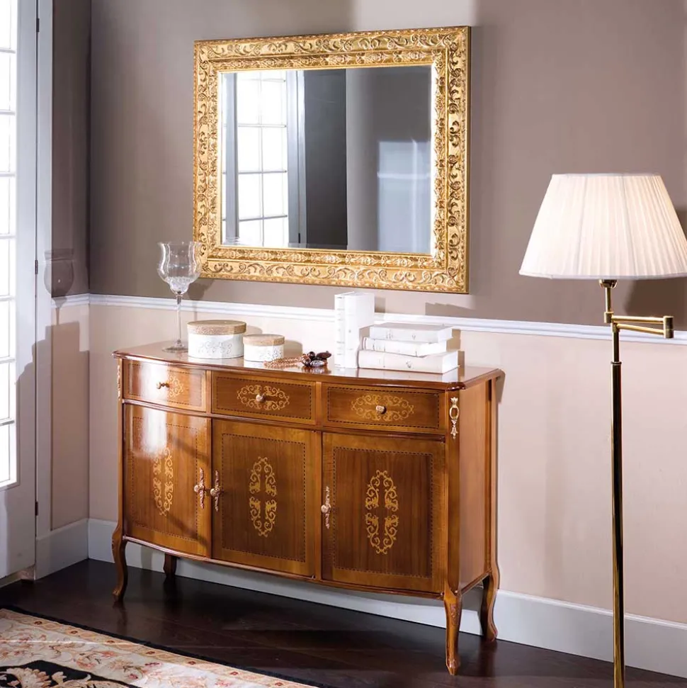 Italienisches Barock Sideboard Natale in Nussbaum mit Intarsien