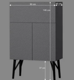 Japandi Barschrank in Hellgrau - Looning
