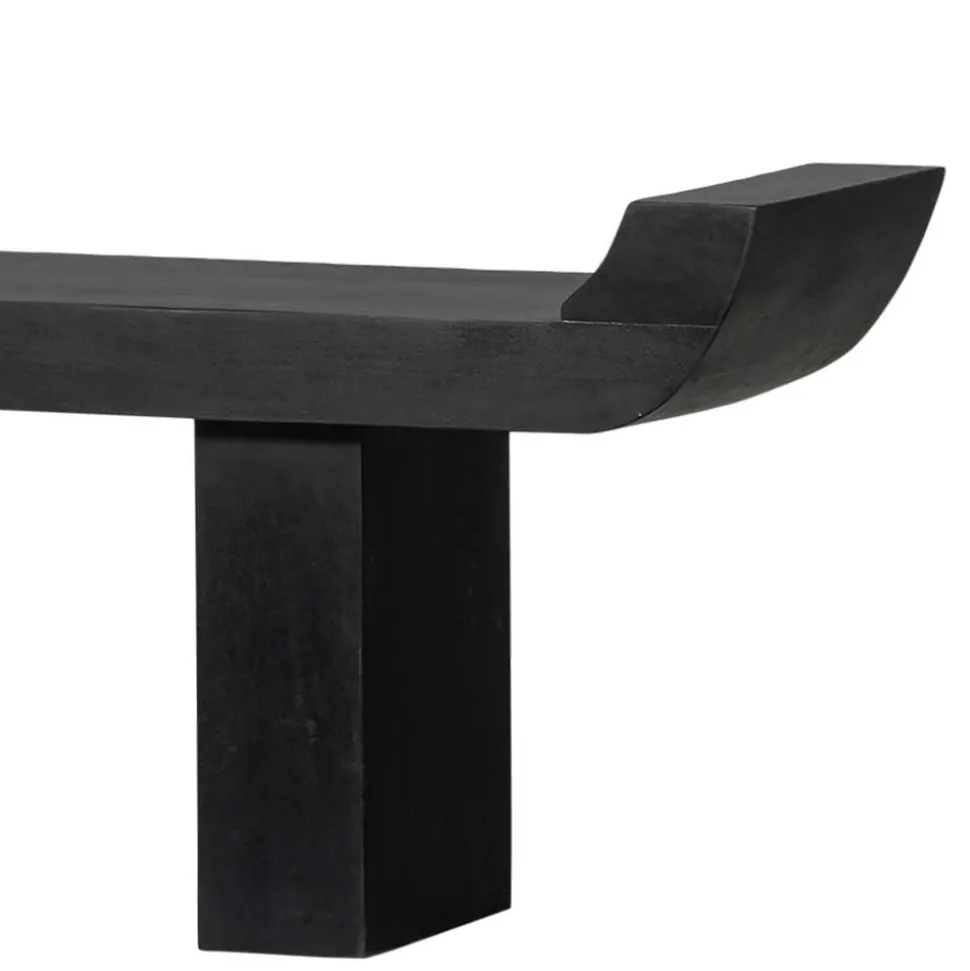 Japandi Wohnraumbank in Schwarz - Belafoma