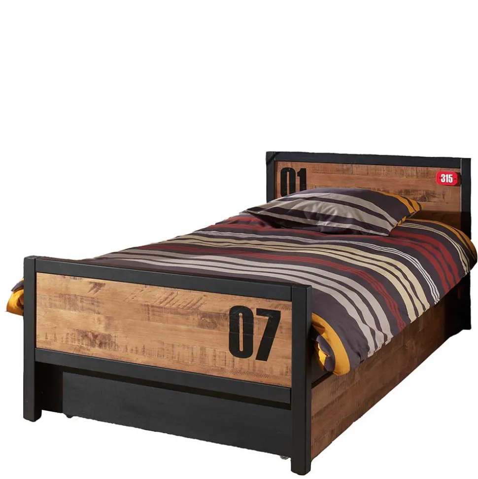 Jugend Kinder Bett in Kiefer und Schwarz - Krefos