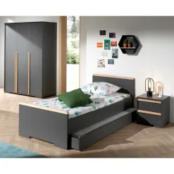 Jugendzimmer Einrichtung in Anthrazit - Navlius (dreiteilig)