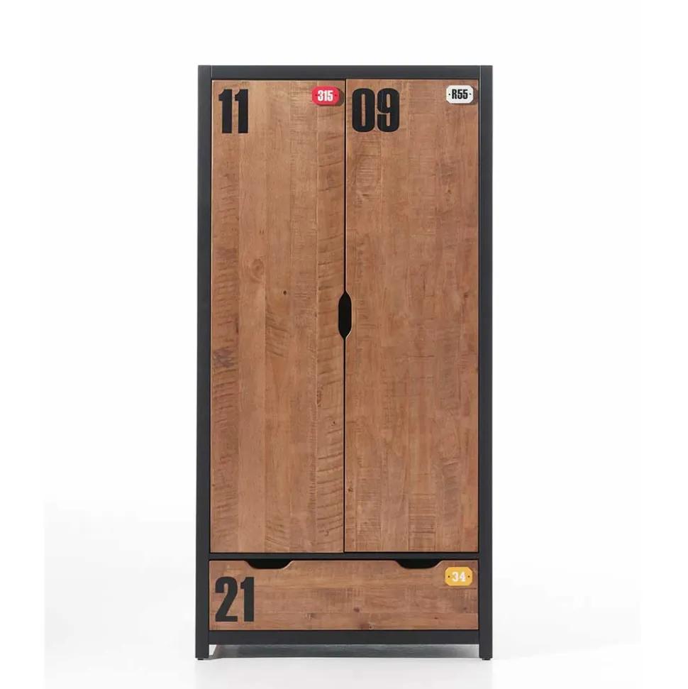 Jugendzimmer Kleiderschrank Krefos in Braun Schwarz