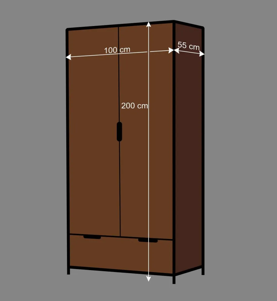 Jugendzimmer Kleiderschrank Krefos in Braun Schwarz