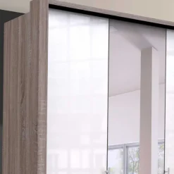 Jugendzimmer Kleiderschrank mit Spiegel & Glas Weiß - Empresian