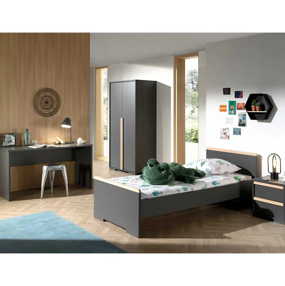 Jugendzimmer Möbel in Anthrazit - Navlius (vierteilig)
