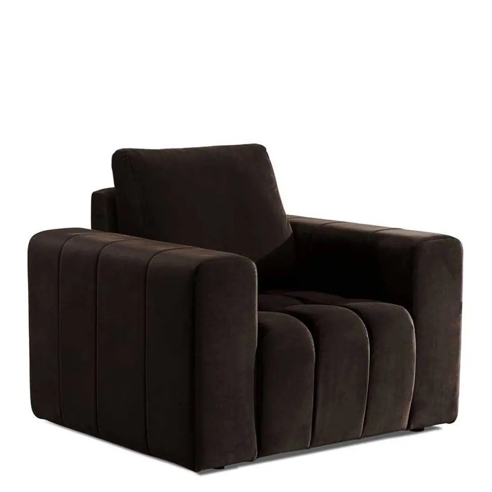 Kantiger Polstersessel in Dunkelbraun - Ladwica