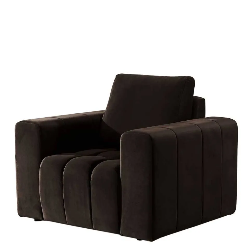 Kantiger Polstersessel in Dunkelbraun - Ladwica