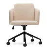 Kantiger Schreibtischsessel in Beige Chenille - Vinzenzo