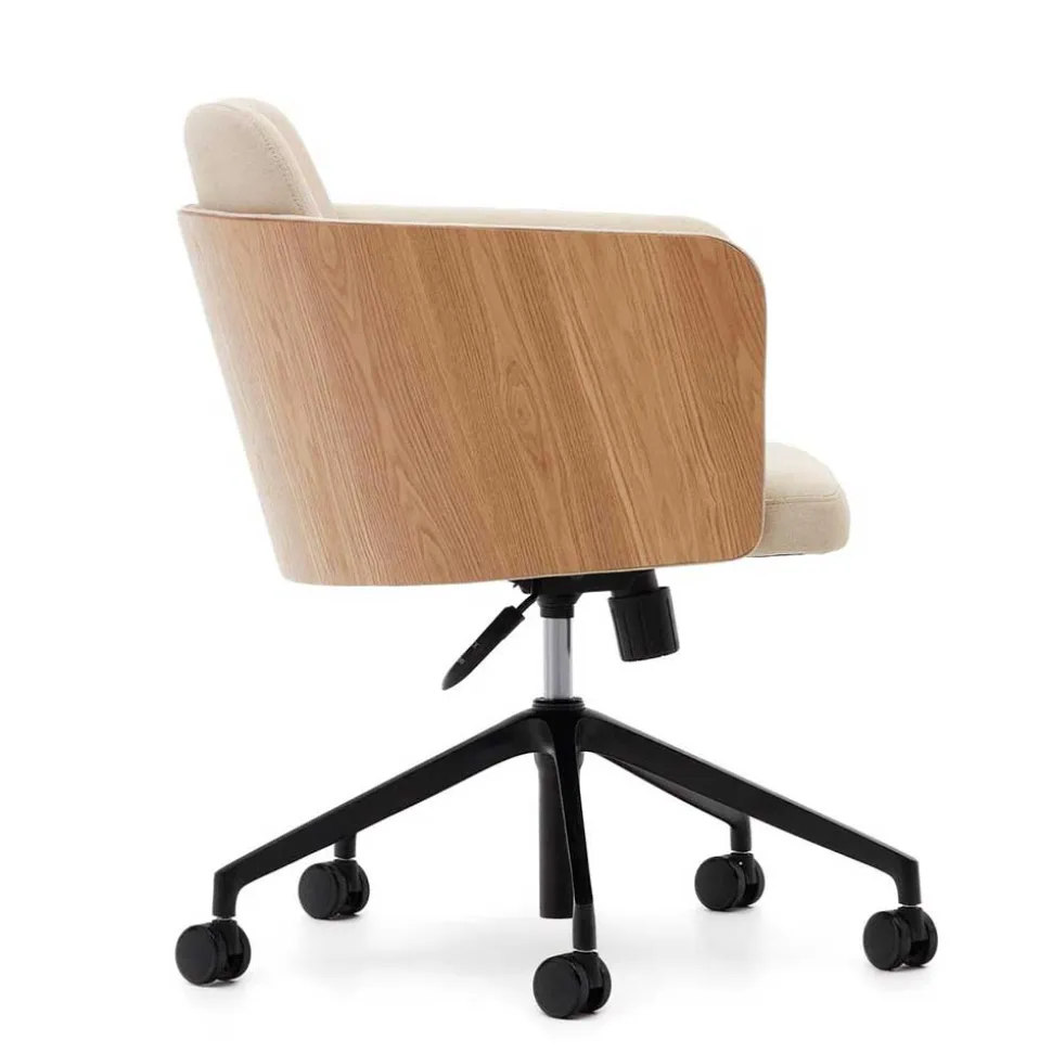 Kantiger Schreibtischsessel in Beige Chenille - Vinzenzo