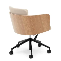 Kantiger Schreibtischsessel in Beige Chenille - Vinzenzo