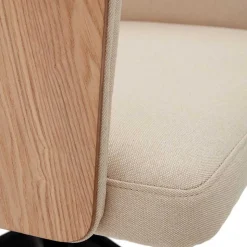 Kantiger Schreibtischsessel in Beige Chenille - Vinzenzo